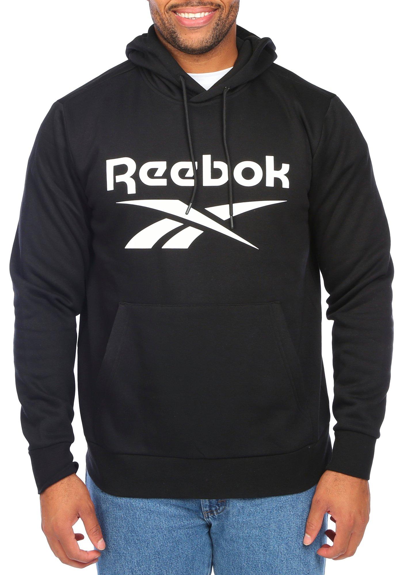 Men's Solid Fleece Graphic Front Logo Pullover Hoodie