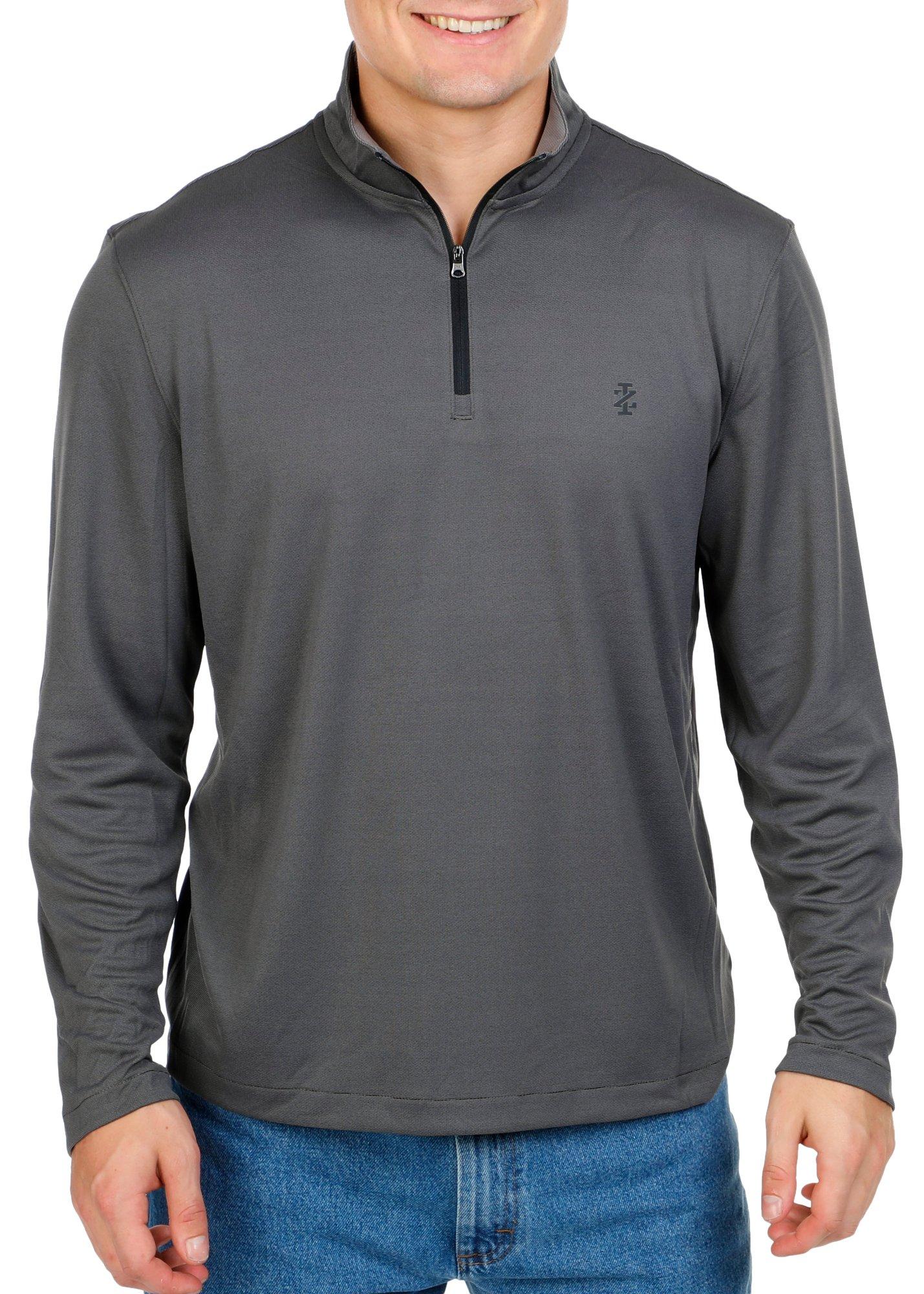 Men's Solid Long Sleeve Quarter Zip Shirt - Grey