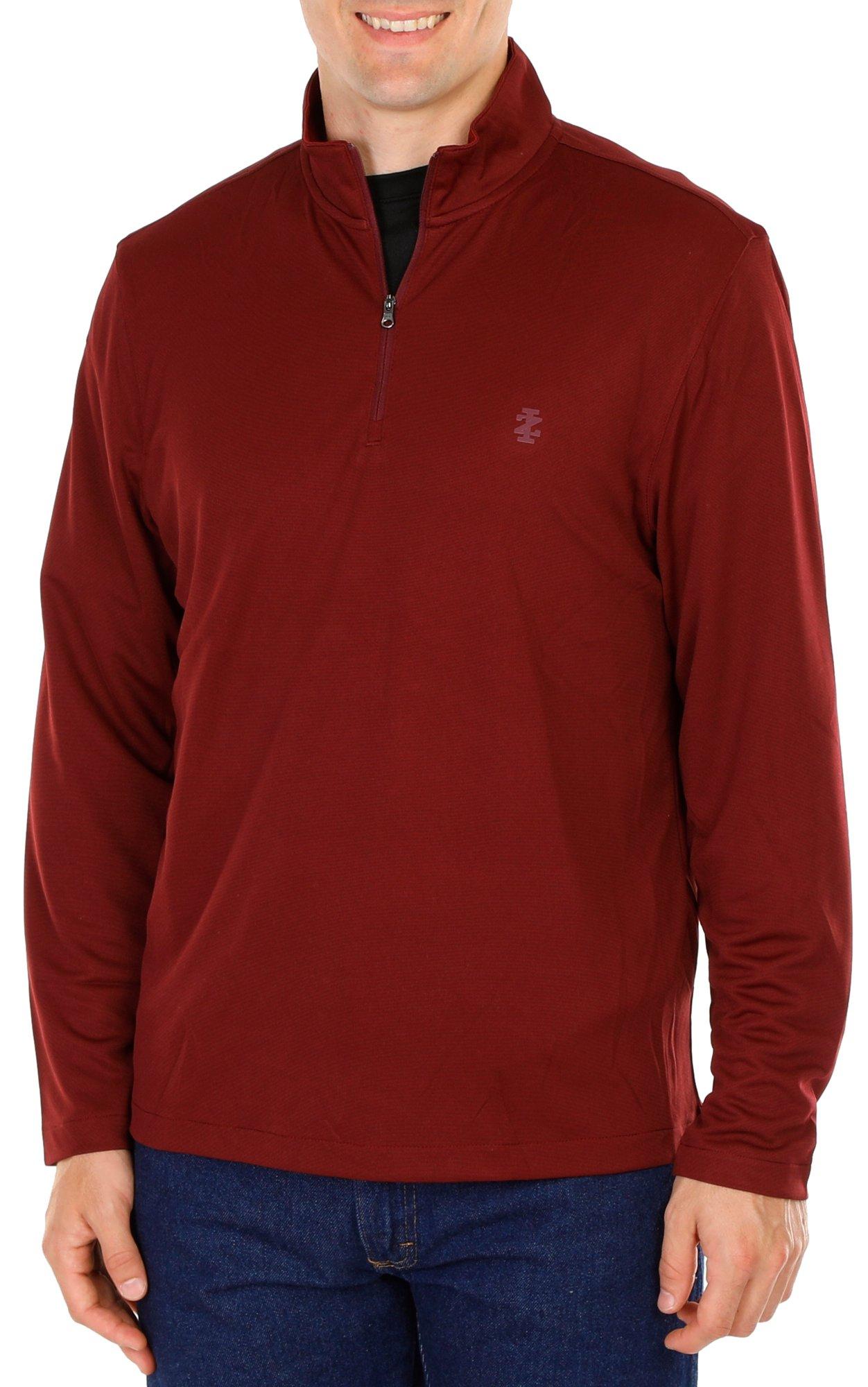 Men's Solid Long Sleeve Quarter Zip Shirt - Red