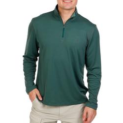 Men's Solid Long Sleeve Quarter Zip Shirt - Green
