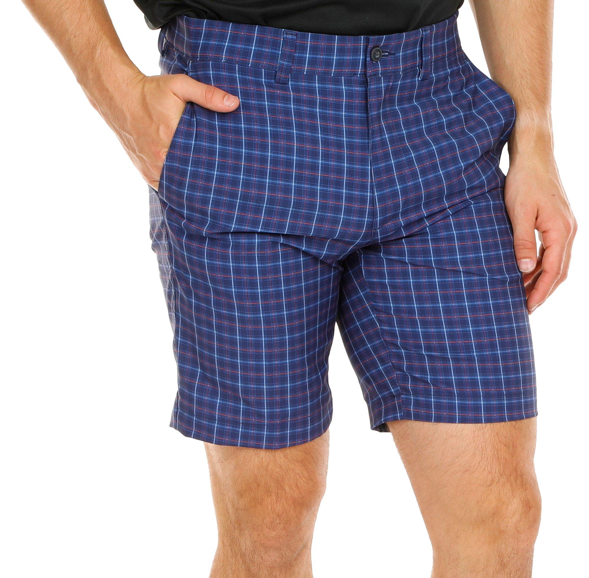 Men's Active plaid Print Golf Shorts - Blue