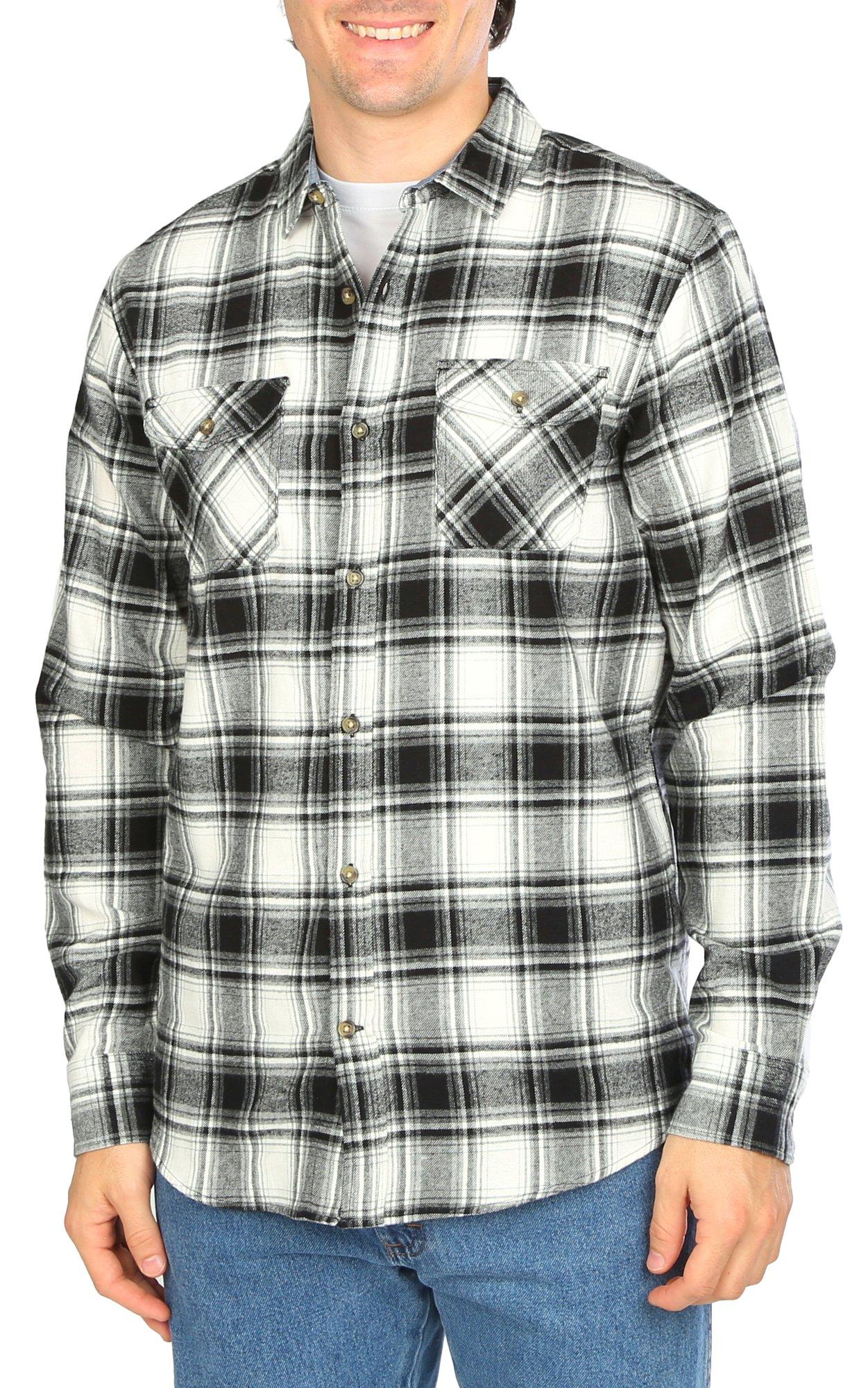 Men's Fleece Plaid Button Down Shirt