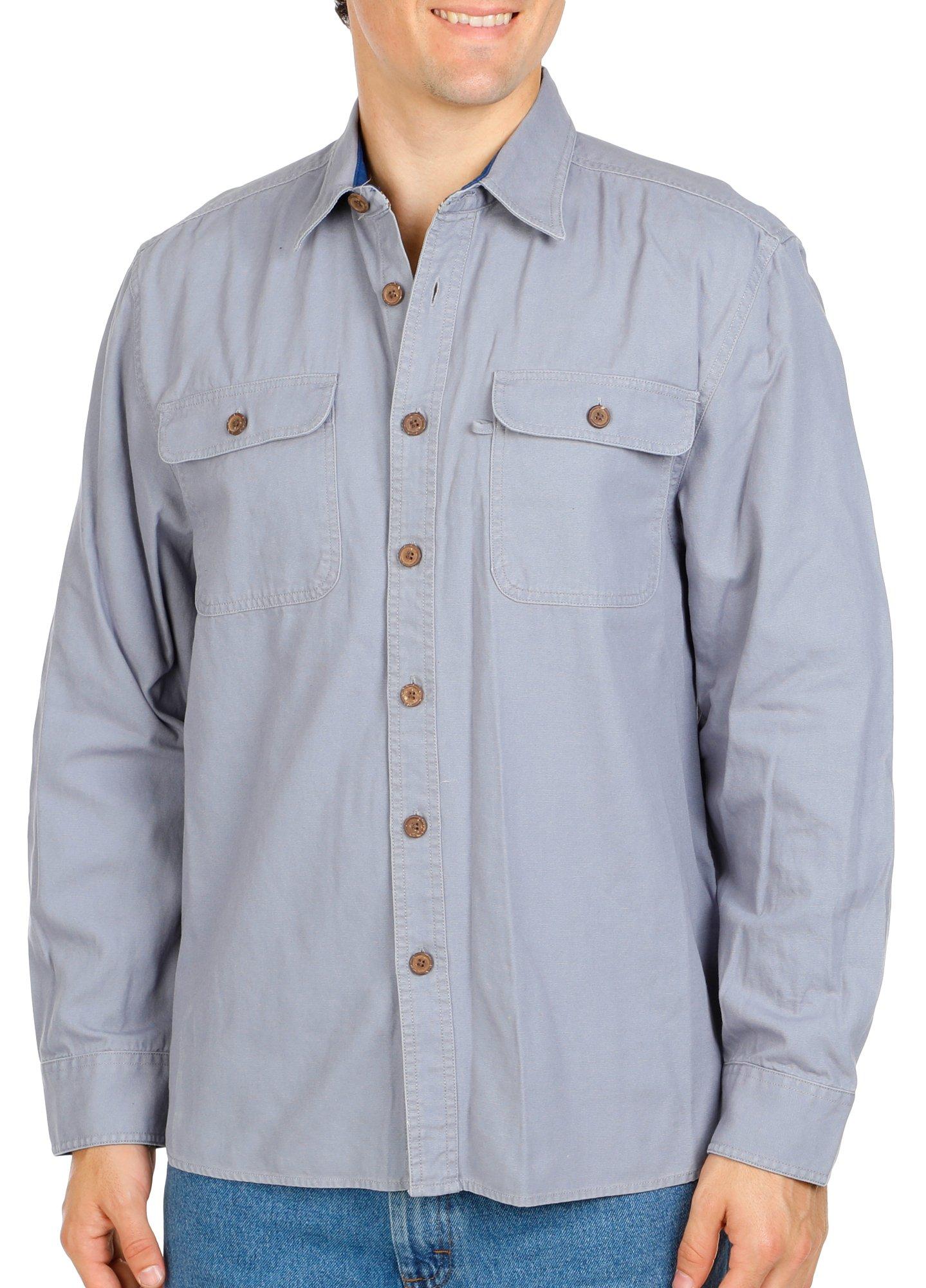 Men's Long Sleeve Solid Button Down Shirt