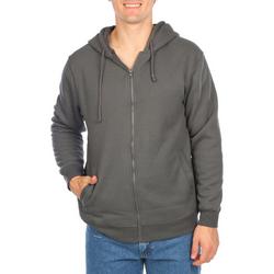 Men's Thermal & Fleece Full Zip Hoodie - Charcoal