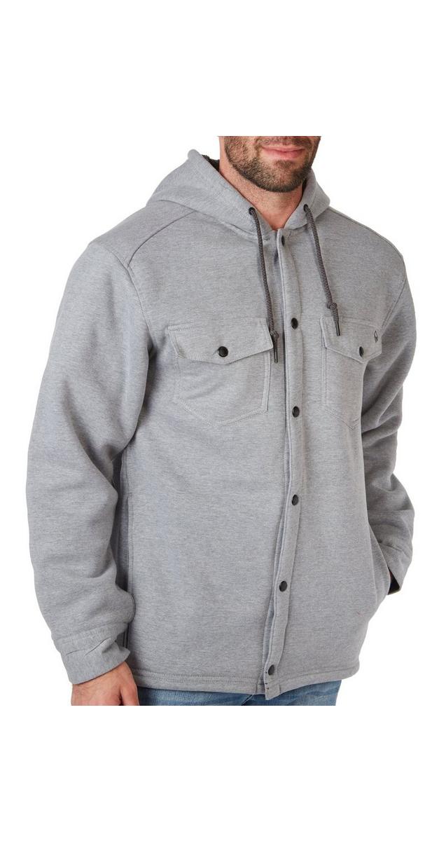 Men's Button Up Fleece Jacket Grey bealls