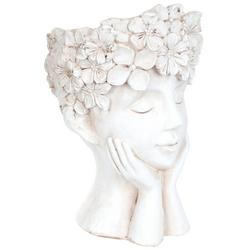 13in Floral Face Cement Planter