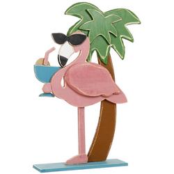 26in Coastal Flamingo Wooden Accent