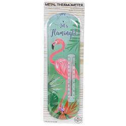 Costal Flamingo Metal Thermometer