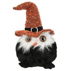 14 Halloween Owl with Hat Home Accent - Black/Orange