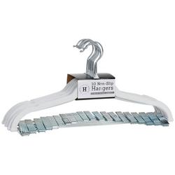 10 Pk Non-Slip Velvet Hangers w/ Metal Clips - White
