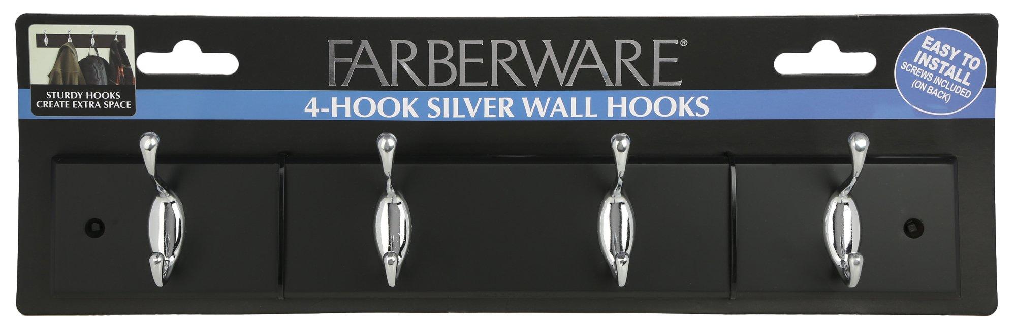 4-Hook Silver Wall Hook