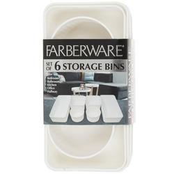 6 Pk Storage Bins - White