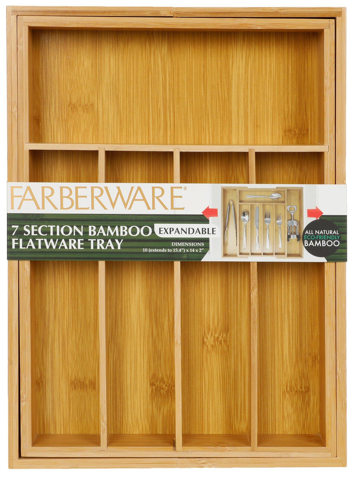 7 Section Bamboo Flatware Organizer